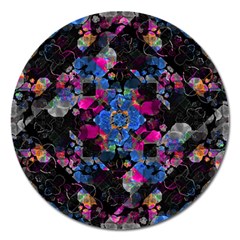 Stylized Geometric Floral Ornate Magnet 5  (round) by dflcprints