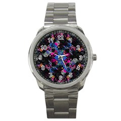 Stylized Geometric Floral Ornate Sport Metal Watch by dflcprints