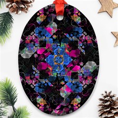 Stylized Geometric Floral Ornate Oval Ornament (two Sides) by dflcprints