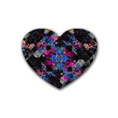 Stylized Geometric Floral Ornate Rubber Coaster (heart)  by dflcprints