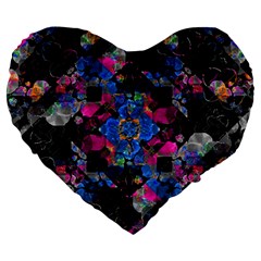 Stylized Geometric Floral Ornate Large 19  Premium Heart Shape Cushions by dflcprints