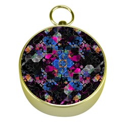 Stylized Geometric Floral Ornate Gold Compasses by dflcprints