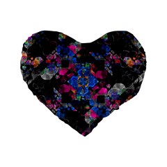 Stylized Geometric Floral Ornate Standard 16  Premium Flano Heart Shape Cushions by dflcprints