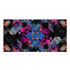 Stylized Geometric Floral Ornate Satin Shawl