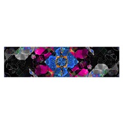 Stylized Geometric Floral Ornate Satin Scarf (oblong)