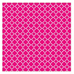 Hot Pink Quatrefoil Pattern Large Satin Scarf (square) by Zandiepants