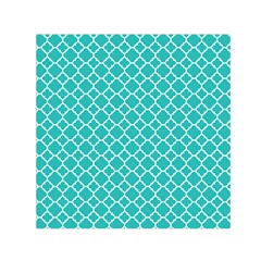 Turquoise Quatrefoil Pattern Small Satin Scarf (square) by Zandiepants