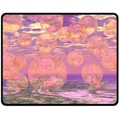 Glorious Skies, Abstract Pink And Yellow Dream Double Sided Fleece Blanket (medium)  by DianeClancy