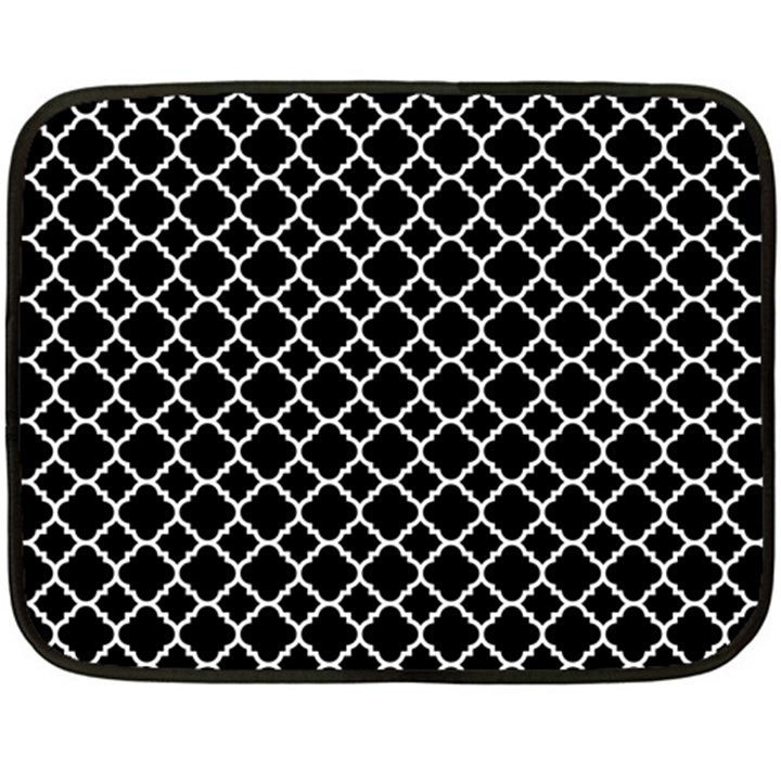 Black White Quatrefoil Classic Pattern Fleece Blanket (Mini)