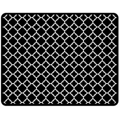 Black White Quatrefoil Classic Pattern Fleece Blanket (medium)  by Zandiepants