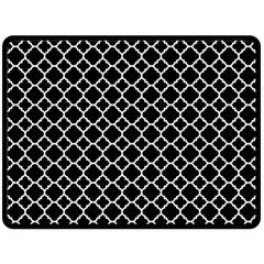 Black White Quatrefoil Classic Pattern Double Sided Fleece Blanket (large)  by Zandiepants