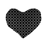 Black White Quatrefoil Classic Pattern Standard 16  Premium Flano Heart Shape Cushions Back