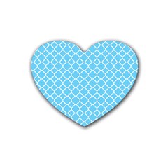 Bright Blue Quatrefoil Pattern Heart Coaster (4 Pack) by Zandiepants