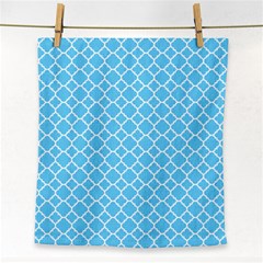 Bright Blue Quatrefoil Pattern Face Towel by Zandiepants