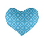 Bright Blue Quatrefoil Pattern Standard 16  Premium Flano Heart Shape Cushion  Back