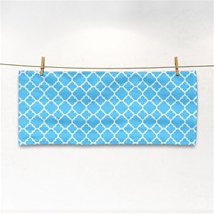 Bright Blue Quatrefoil Pattern Hand Towel by Zandiepants