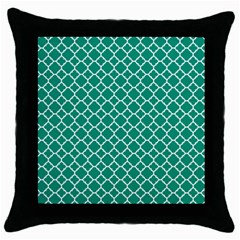 Emerald Green Quatrefoil Pattern Throw Pillow Case (black) by Zandiepants