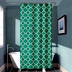 Emerald Green Quatrefoil Pattern Shower Curtain 36  X 72  (stall) by Zandiepants