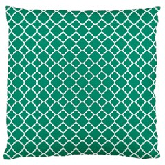 Emerald Green Quatrefoil Pattern Large Cushion Case (two Sides) by Zandiepants