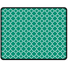 Emerald Green Quatrefoil Pattern Double Sided Fleece Blanket (medium) by Zandiepants