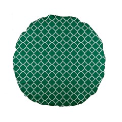 Emerald Green Quatrefoil Pattern Standard 15  Premium Flano Round Cushion  by Zandiepants