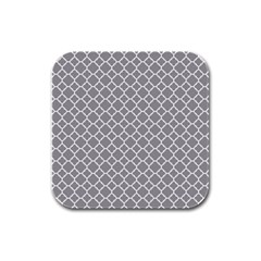 Grey Quatrefoil Pattern Rubber Square Coaster (4 Pack) by Zandiepants