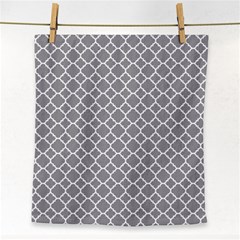 Grey Quatrefoil Pattern Face Towel by Zandiepants