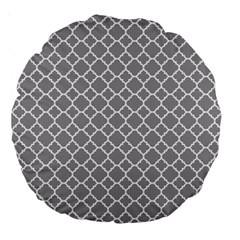 Grey Quatrefoil Pattern Large 18  Premium Round Cushion  by Zandiepants