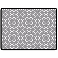 Grey Quatrefoil Pattern Double Sided Fleece Blanket (large) by Zandiepants