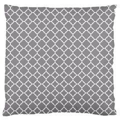 Grey Quatrefoil Pattern Large Flano Cushion Case (two Sides) by Zandiepants