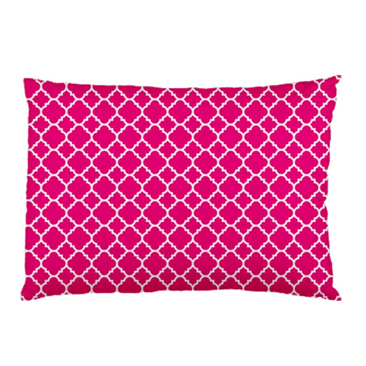 Hot Pink Quatrefoil Pattern Pillow Case (Two Sides)