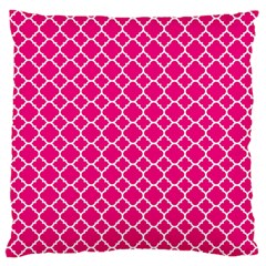 Hot Pink Quatrefoil Pattern Large Cushion Case (one Side) by Zandiepants