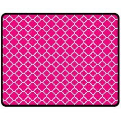 Hot Pink Quatrefoil Pattern Double Sided Fleece Blanket (medium) by Zandiepants