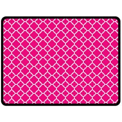 Hot Pink Quatrefoil Pattern Double Sided Fleece Blanket (large) by Zandiepants