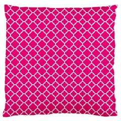 Hot Pink Quatrefoil Pattern Large Flano Cushion Case (one Side) by Zandiepants