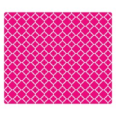 Hot Pink Quatrefoil Pattern Double Sided Flano Blanket (small) by Zandiepants