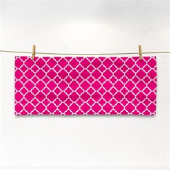 Hot Pink Quatrefoil Pattern Hand Towel by Zandiepants