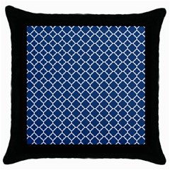 Navy Blue Quatrefoil Pattern Throw Pillow Case (black) by Zandiepants