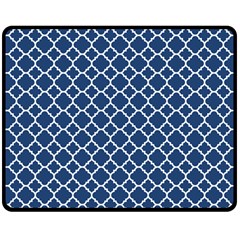 Navy Blue Quatrefoil Pattern Fleece Blanket (medium) by Zandiepants