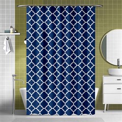 Navy Blue Quatrefoil Pattern Shower Curtain 48  X 72  (small) by Zandiepants