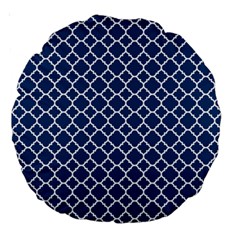 Navy Blue Quatrefoil Pattern Large 18  Premium Round Cushion  by Zandiepants