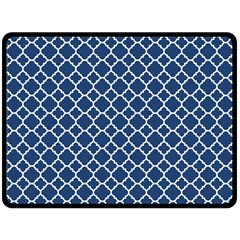 Navy Blue Quatrefoil Pattern Double Sided Fleece Blanket (large) by Zandiepants