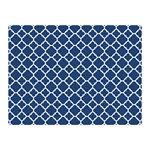 Navy Blue Quatrefoil Pattern Double Sided Flano Blanket (Mini) 35 x27  Blanket Front