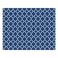 Navy Blue Quatrefoil Pattern Double Sided Flano Blanket (large) by Zandiepants