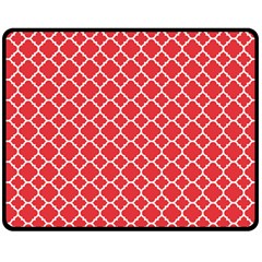 Poppy Red Quatrefoil Pattern Fleece Blanket (medium) by Zandiepants