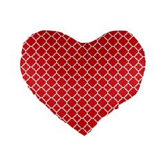 Poppy Red Quatrefoil Pattern Standard 16  Premium Heart Shape Cushion  by Zandiepants