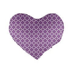 Lilac Purple Quatrefoil Pattern Standard 16  Premium Heart Shape Cushion  by Zandiepants