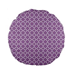 Lilac Purple Quatrefoil Pattern Standard 15  Premium Flano Round Cushion  by Zandiepants