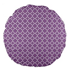 Lilac Purple Quatrefoil Pattern Large 18  Premium Flano Round Cushion  by Zandiepants