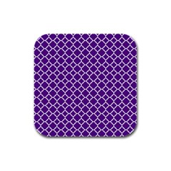 Royal Purple Quatrefoil Pattern Rubber Square Coaster (4 Pack) by Zandiepants